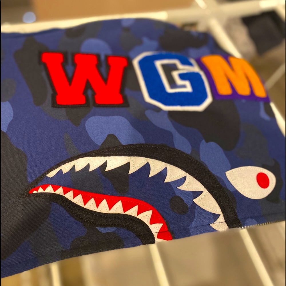 RARE: Bape Blue Shark Half Camo Hoodie.